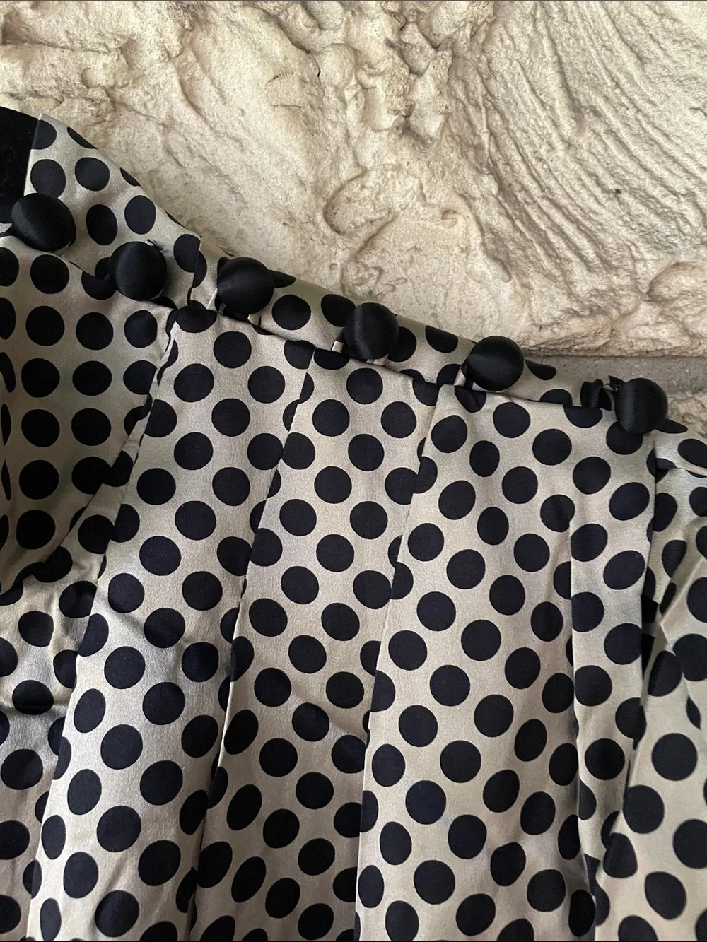 Albert Nipon Polka Dot Long Sleeve Shift Dress - Black & Cream Size 14 Vintage